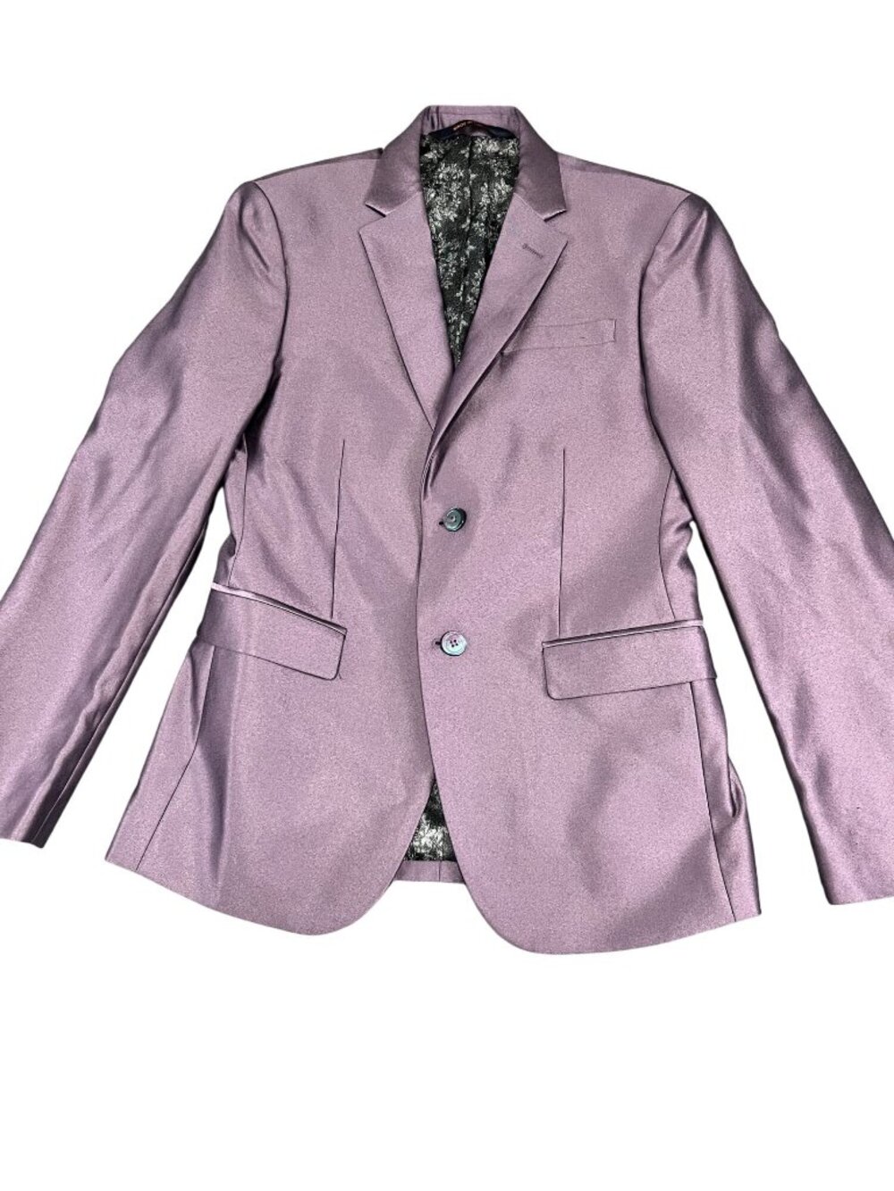 Egara Mens Skinny Fit Stretch Purple Blazer Size 36 Short 2-Button Closure
